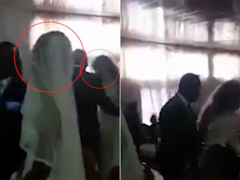 بالفيديو: امرأة بفستان الزفاف تقتحم حفل زفاف حبيبها!